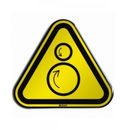 Znak bezpieczeństwa ISO – Ostrzeżenie przed ruchomymi rolkami, W/W025/NT/RFLBD-TRI400-1