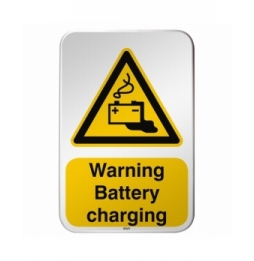 Znak bezpieczeństwa ISO – Ostrzeżenie przed ładowaniem baterii, W/W026/EN242/RFLBD-400X600-1