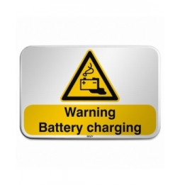 Znak bezpieczeństwa ISO – Ostrzeżenie przed ładowaniem baterii, W/W026/EN242/RFLBD-600X400-1