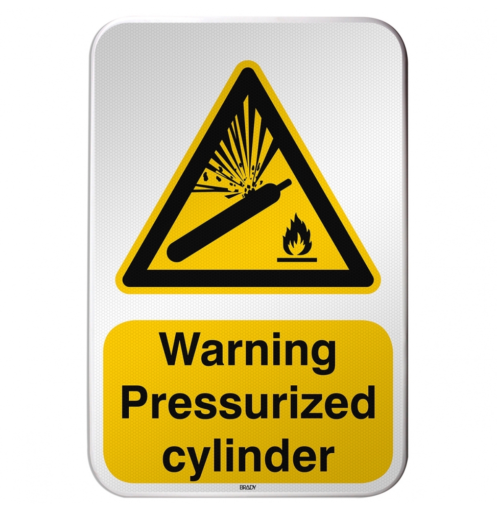Znak bezpieczeństwa ISO – Ostrzeżenie przed butlą pod ciśnieniem, W/W029/EN227/RFLBD-400X600-1