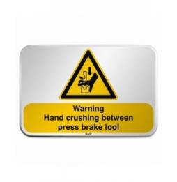 Znak bezpieczeństwa ISO – Ostrzeżenie przed zgnieceniem dłoni między prasą i…, W/W030/EN410/RFLBD-600X400-1