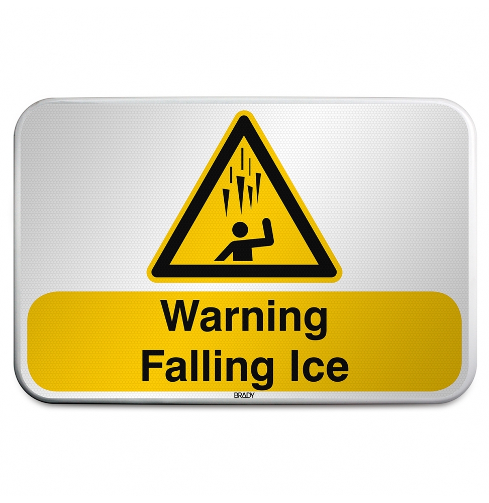 Znak bezpieczeństwa ISO – Ostrzeżenieprzed spadającym lodem, W/W039/EN538/RFLBD-600X400-1