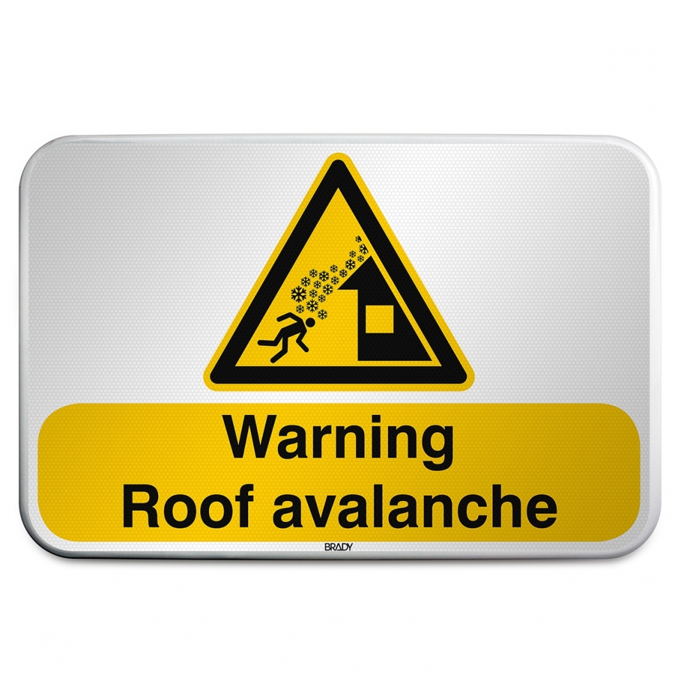Znak bezpieczeństwa ISO – Ostrzeżenieprzed spadającą z dachu lawiną, W/W040/EN539/RFLBD-600X400-1