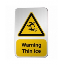 Znak bezpieczeństwa ISO – Ostrzeżenie przed cienkim lodem, W/W043/EN486/RFLBD-400X600-1