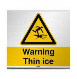 Znak bezpieczeństwa ISO – Ostrzeżenie przed cienkim lodem, W/W043/EN486/RFLBD-600X400-1