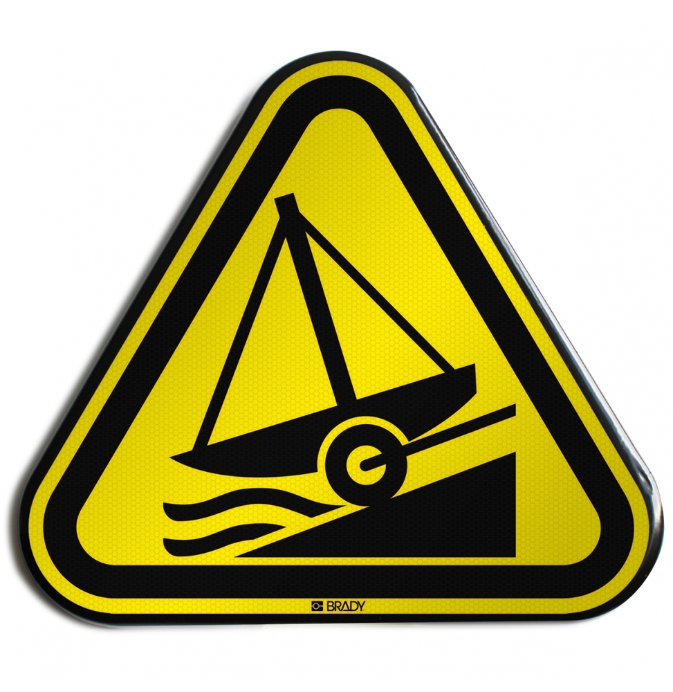 Znak bezpieczeństwa ISO – Ostrzeżenie przed pochylnią okrętową, W/W044/NT/RFLBD-TRI400-1