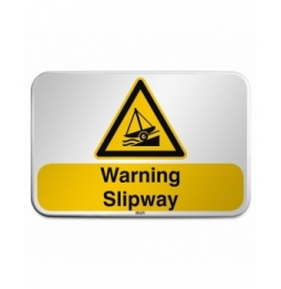 Znak bezpieczeństwa ISO – Ostrzeżenie przed pochylnią okrętową, W/W044/EN487/RFLBD-600X400-1