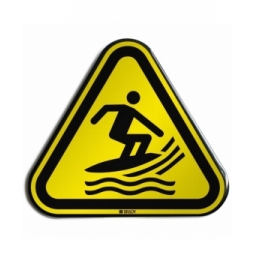 Znak bezpieczeństwa ISO – Ostrzeżenieprzed surferami, W/W046/NT/RFLBD-TRI400-1
