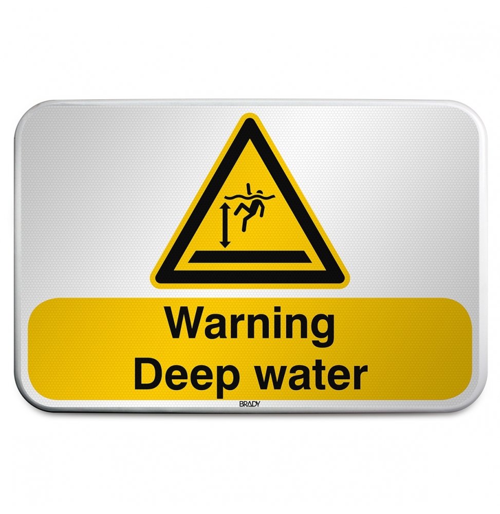 Znak bezpieczeństwa ISO – Ostrzeżenie przed głęboką wodą, W/W047/EN490/RFLBD-600X400-1