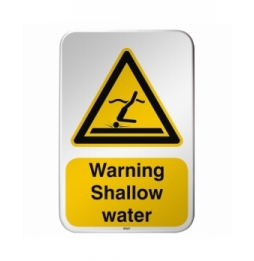 Znak bezpieczeństwa ISO – Ostrzeżenie przed płytką wodą, W/W048/EN491/RFLBD-400X600-1