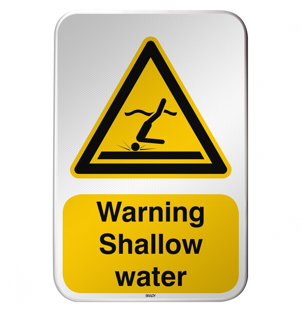 Znak bezpieczeństwa ISO – Ostrzeżenie przed płytką wodą, W/W048/EN491/RFLBD-400X600-1