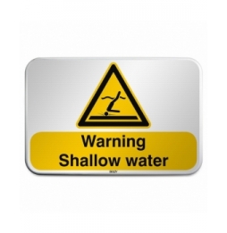 Znak bezpieczeństwa ISO – Ostrzeżenie przed płytką wodą, W/W048/EN491/RFLBD-600X400-1