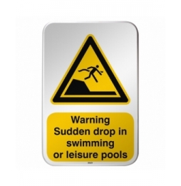 Znak bezpieczeństwa ISO – Ostrzeżenie przed nagłym uskokiem dna w basenach pł…, W/W050/EN493/RFLBD-400X600-1