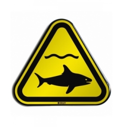 Znak bezpieczeństwa ISO – Ostrzeżenie przed rekinami, W/W054/NT/RFLBD-TRI400-1