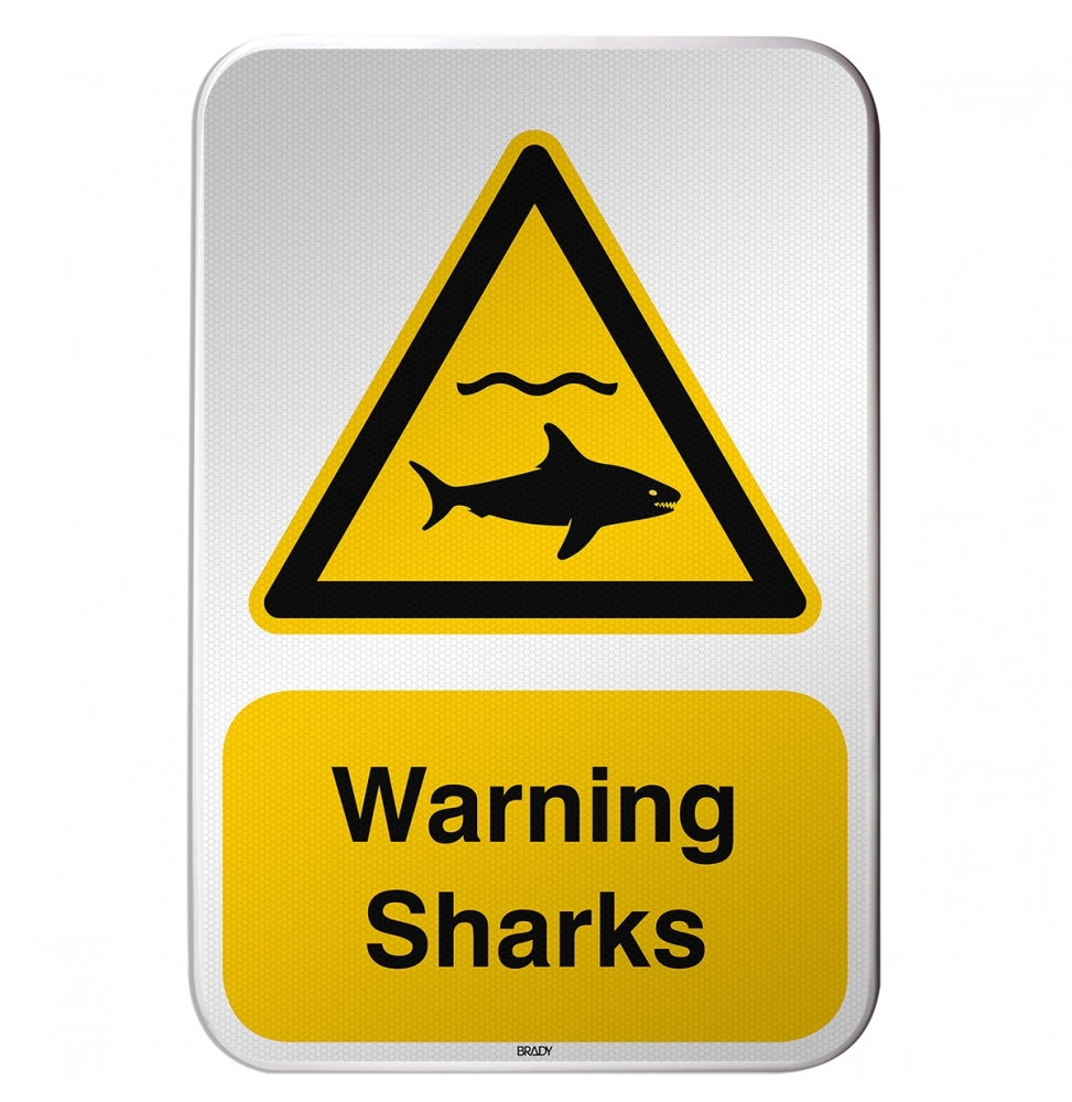 Znak bezpieczeństwa ISO – Ostrzeżenie przed rekinami, W/W054/EN497/RFLBD-400X600-1