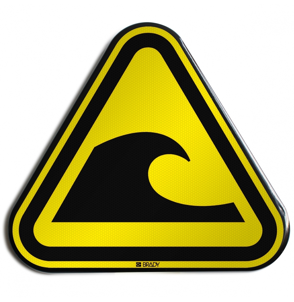 Znak bezpieczeństwa ISO – Ostrzeżenie przed strefą zagrożoną tsunami, W/W056/NT/RFLBD-TRI400-1