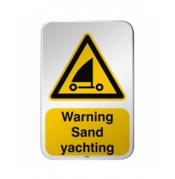 Znak bezpieczeństwa ISO – Ostrzeżenie przed żeglarstwem na piasku, W/W059/EN502/RFLBD-400X600-1