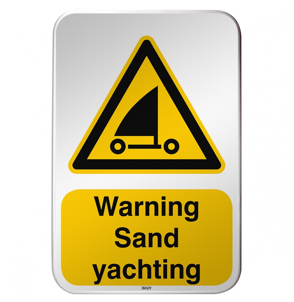 Znak bezpieczeństwa ISO – Ostrzeżenie przed żeglarstwem na piasku, W/W059/EN502/RFLBD-400X600-1