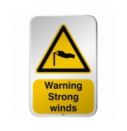 Znak bezpieczeństwa ISO – Ostrzeżenie przed silnymi wiatrami, W/W064/EN507/RFLBD-400X600-1