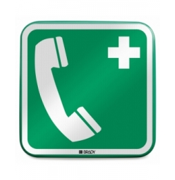 Znak bezpieczeństwa ISO – Telefon alarmowy, E/E004//RFLBD-400X400-1