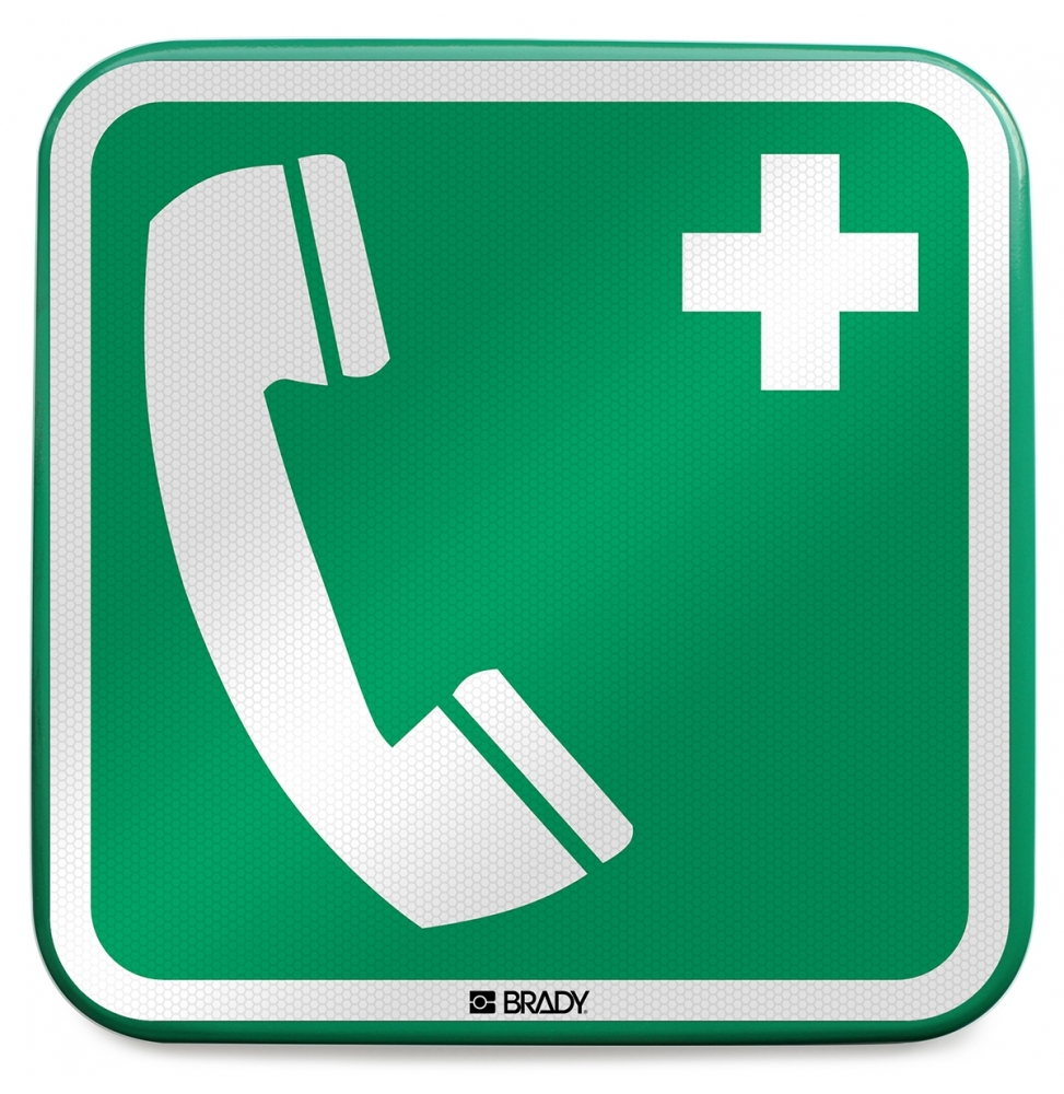Znak bezpieczeństwa ISO – Telefon alarmowy, E/E004//RFLBD-400X400-1