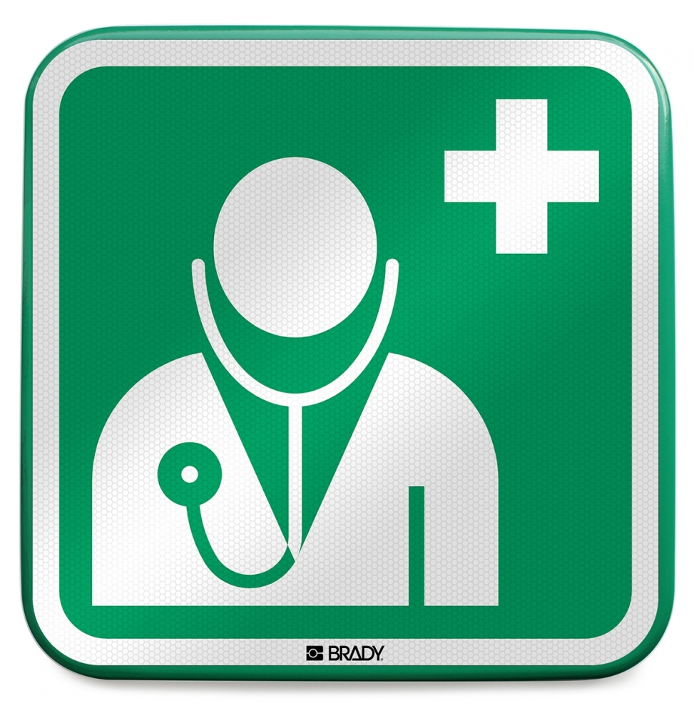 Znak bezpieczeństwa ISO – Lekarz, E/E009//RFLBD-400X400-1