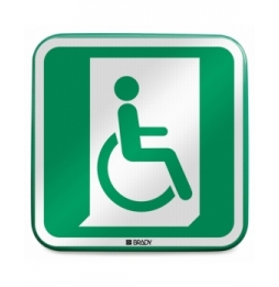 Znak bezpieczeństwa ISO – Wyjście ewakuacyjne dla osób niepełnosprawnych (w p…, E/E030//RFLBD-400X400-1