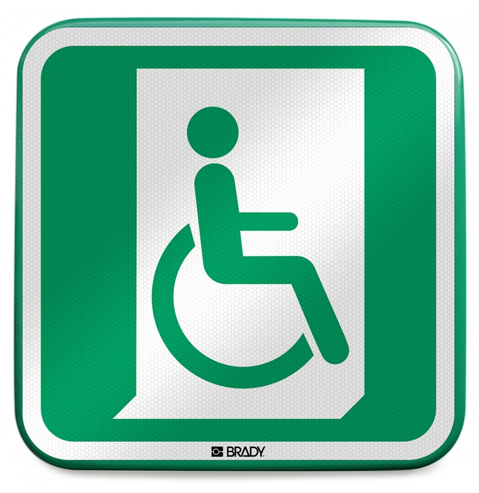 Znak bezpieczeństwa ISO – Wyjście ewakuacyjne dla osób niepełnosprawnych (w p…, E/E030//RFLBD-400X400-1