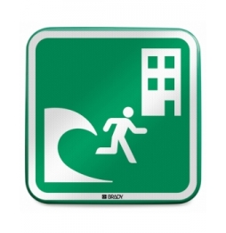 Znak bezpieczeństwa ISO – Budynek do ewakuacji przed tsunami, E/E063//RFLBD-400X400-1