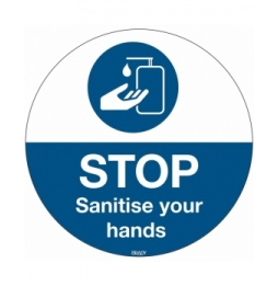 Znak podłogowy Nakaz dezynfekcji rąk, PIC905-D350-FLO-EN
