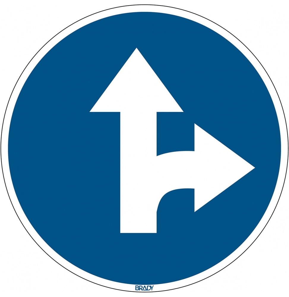 Znak podłogowy – Nakaz przejścia prosto i w prawo, PIC910-D350-FLO