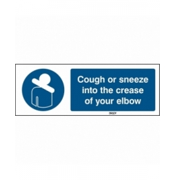 Znak bezpieczeństwa – Podczas kaszlu i kichania zakrywaj usta i nos zgiętym ł…, M/PIC913/EN541/PE-297X105-1