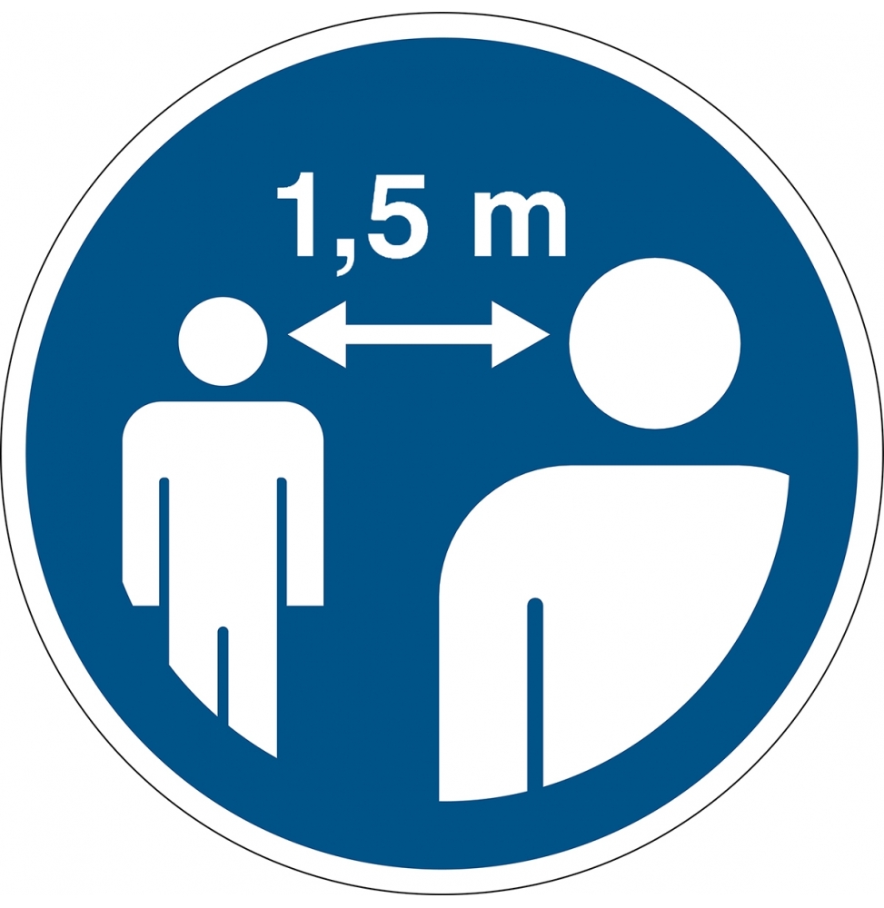 Znak bezpieczeństwa – Utrzymuj bezpieczną odległość co najmniej 1,5 metra, M/PIC926/NT/PP-DIA315-1