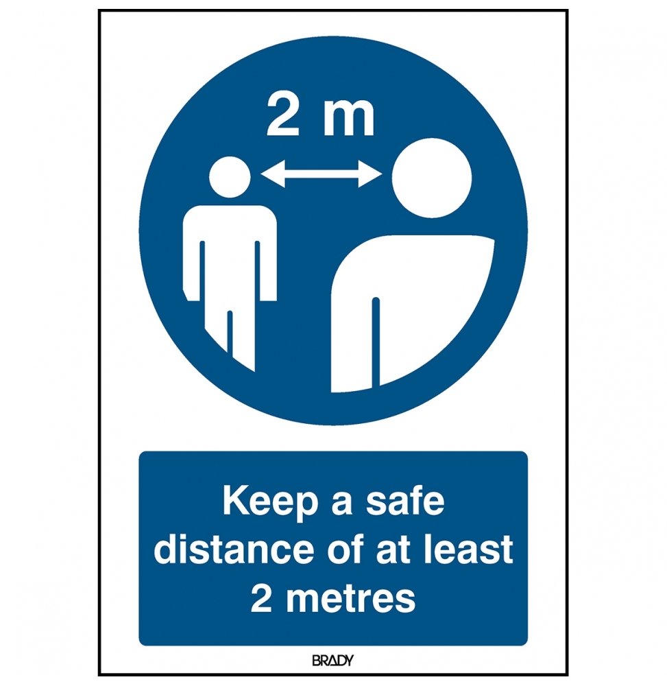 Znak bezpieczeństwa – Utrzymuj bezpieczną odległość co najmniej 2 metrów, M/PIC916/EN544/PE-210X297-1