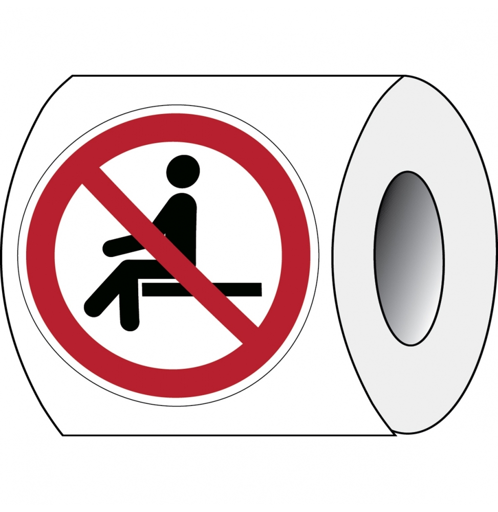 Znak bezpieczeństwa ISO – Nie siadać w oznaczonym miejscu (250szt.), P/P018/NT/PEREM-DIA100/250RL
