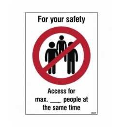 Znak bezpieczeństwa — Dbaj o swoje bezpieczeństwo: zachowaj odległość w kolejce, M/PIC921/EN549/PP-210X297-1