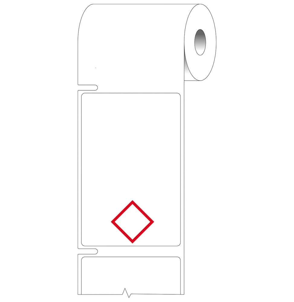 Etykiety papierowe czerwone na białym THTCLP-S-L1-7610-0.4-SC wym. 55.00 mm x 85.00 mm, 400 szt.