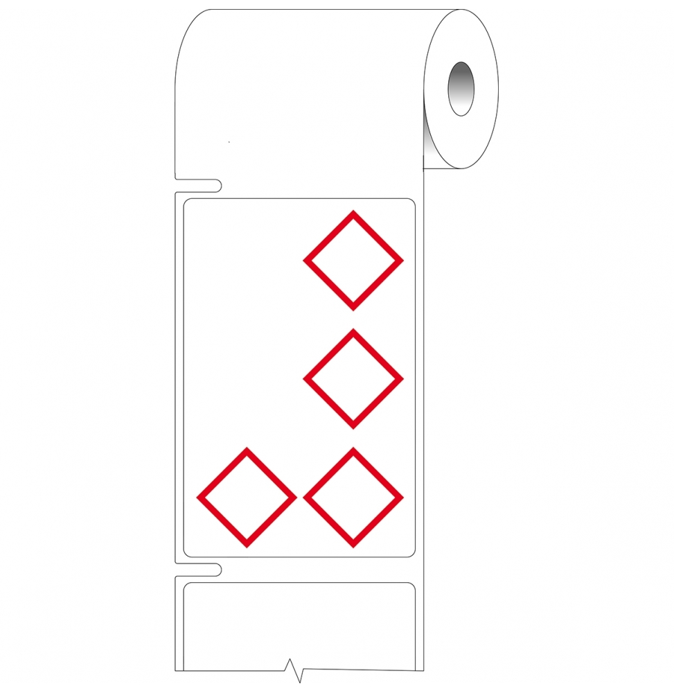 Etykiety papierowe czerwone na białym THTCLP-S-L4A-7610-0.4-SC wym. 55.00 mm x 85.00 mm, 400 szt.