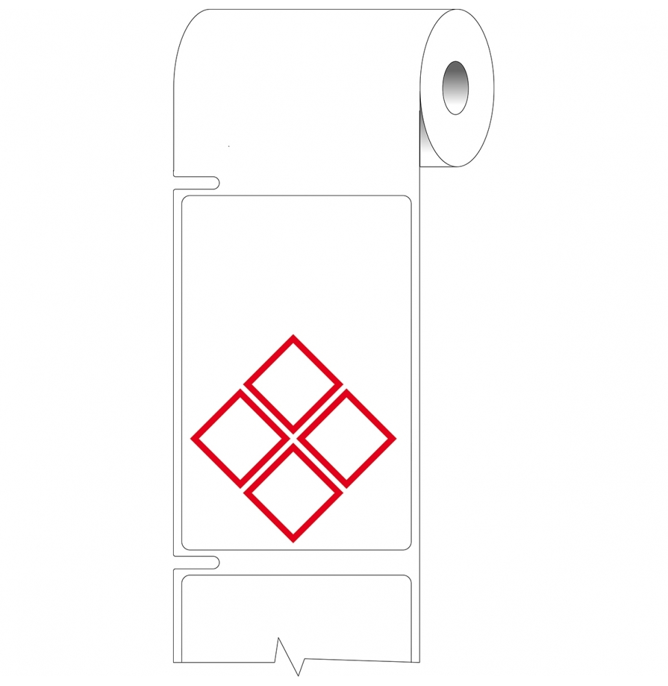 Etykiety papierowe czerwone na białym THTCLP-S-L4B-7610-0.4-SC wym. 55.00 mm x 85.00 mm, 400 szt.
