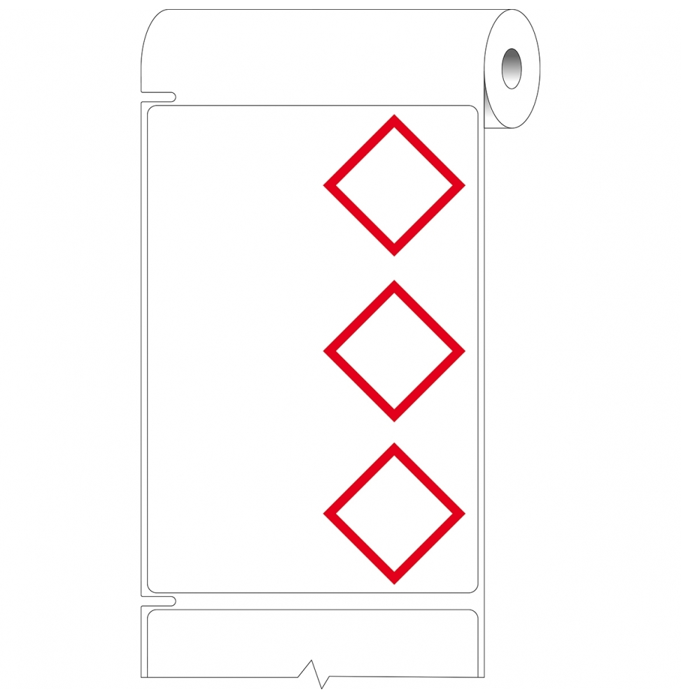 Etykiety papierowe czerwone na białym THTCLP-L-L3B-7610-0.2-SC wym. 105.00 mm x 155.00 mm, 200 szt.