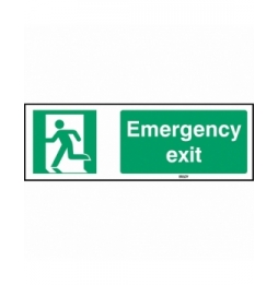 Znak bezpieczeństwa ISO – Wyjście ewakuacyjne lewostronne, STEN E001-150X50-PE-CRD/1