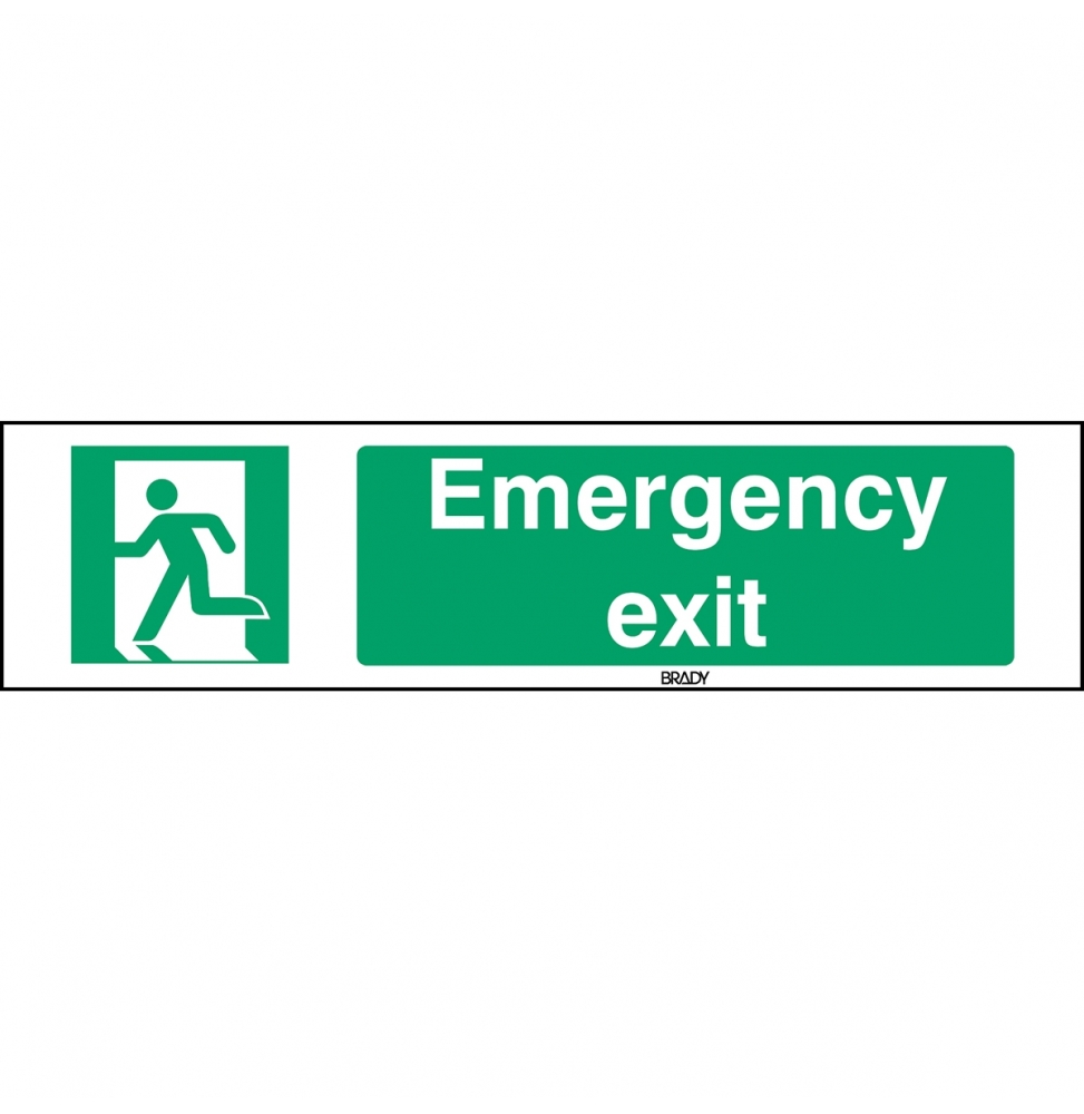 Znak bezpieczeństwa ISO – Wyjście ewakuacyjne lewostronne, STEN E001-297X74-PE-CRD/1