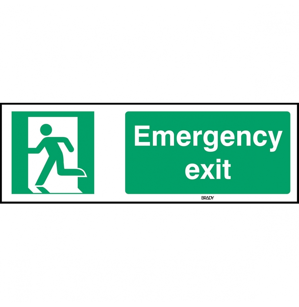 Znak bezpieczeństwa ISO – Wyjście ewakuacyjne lewostronne, STEN E001-297X105-PE-CRD/1