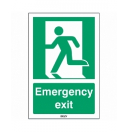 Znak bezpieczeństwa ISO – Wyjście ewakuacyjne lewostronne, STEN E001-210X297-PP-CRD/1