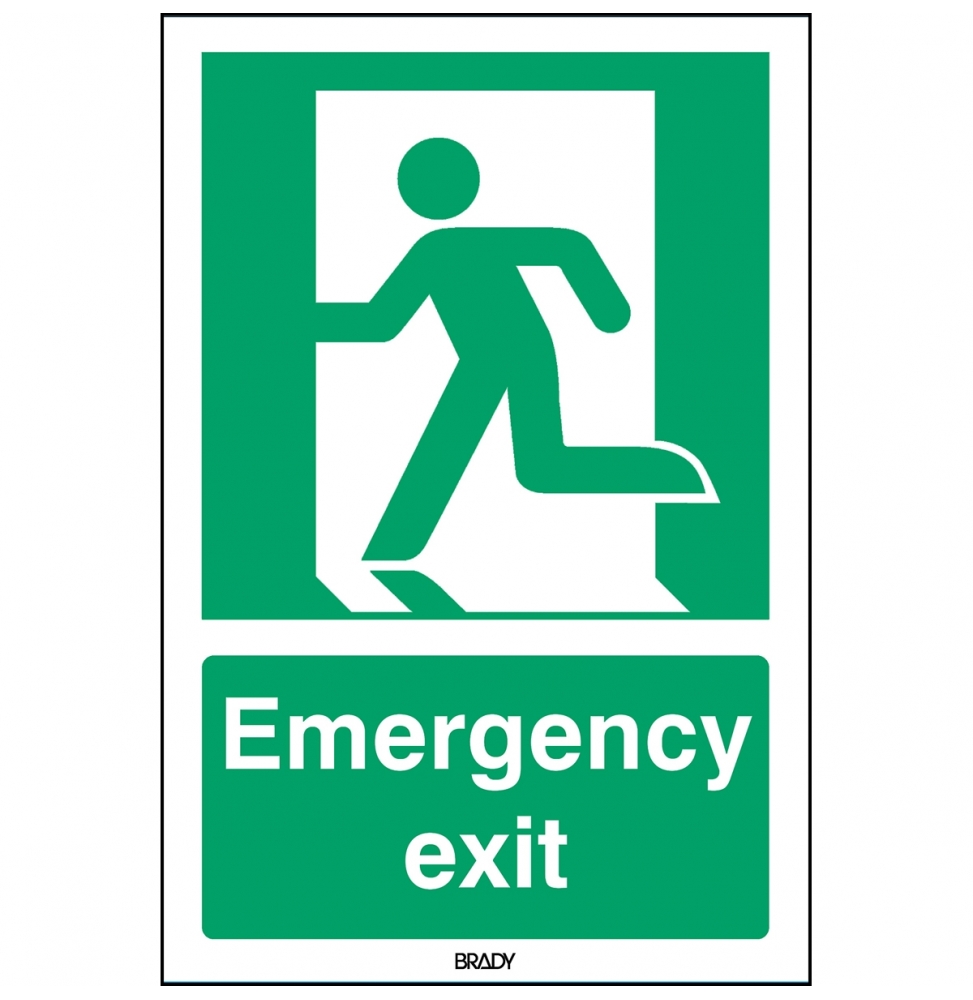 Znak bezpieczeństwa ISO – Wyjście ewakuacyjne lewostronne, STEN E001-297X420-AL-CRD/1