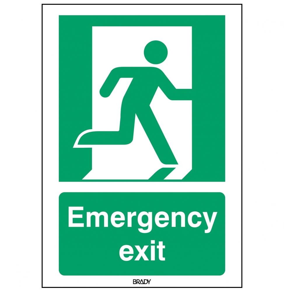 Znak bezpieczeństwa ISO – Wyjście ewakuacyjne prawostronne, STEN E002-210X297-PE-CRD/1