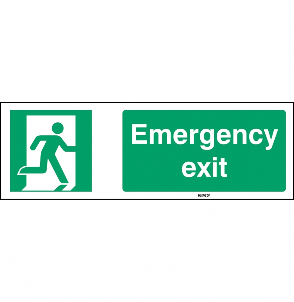 Znak bezpieczeństwa ISO – Wyjście ewakuacyjne prawostronne, STEN E002-450X150-PE-CRD/1