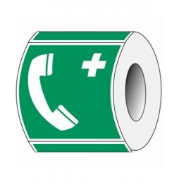 Znak bezpieczeństwa ISO – Telefon alarmowy (250szt.), PIC E004-100X100-PE-ROLL/1