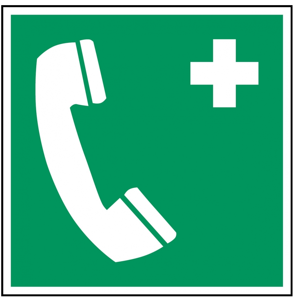 Znak bezpieczeństwa ISO – Telefon alarmowy, PIC E004-100X100-PE-CRD/1