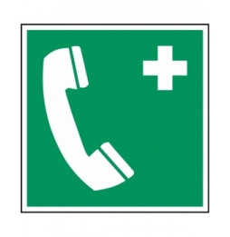 Znak bezpieczeństwa ISO – Telefon alarmowy, PIC E004-200X200-PE-CRD/1